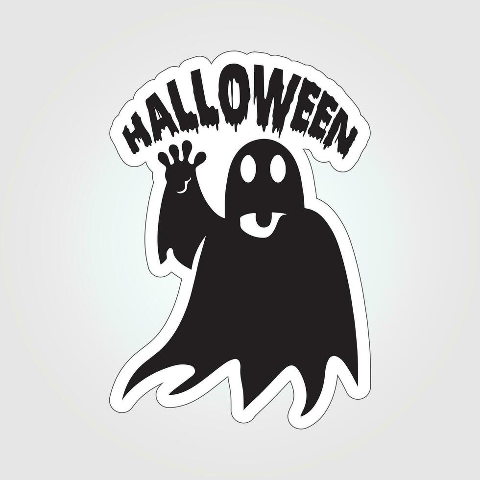A sticker with a ghost on it, Halloween ghost cartoon character sticker vector