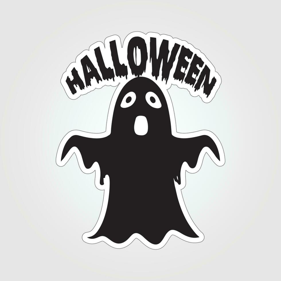 A sticker with a ghost on it, Halloween ghost cartoon character sticker vector