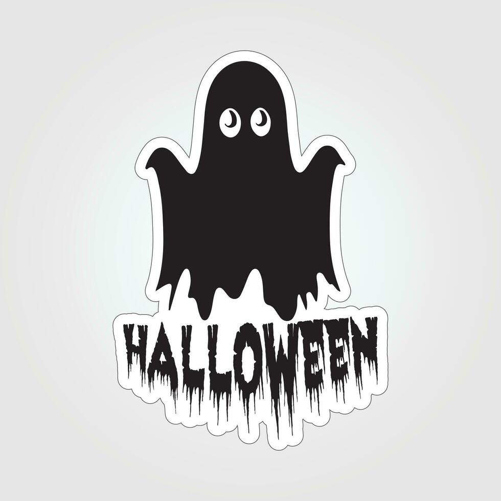 A sticker with a ghost on it, Halloween ghost cartoon character sticker vector