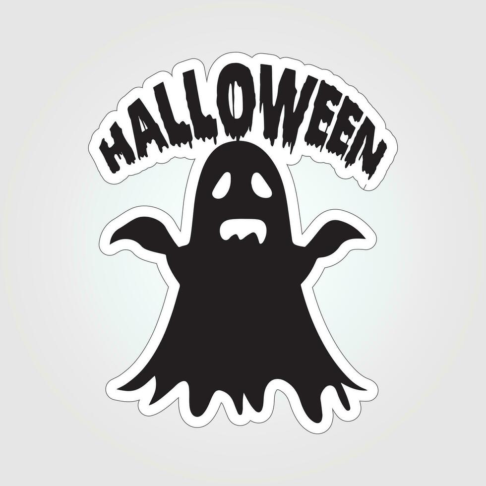 A sticker with a ghost on it, Halloween ghost cartoon character sticker vector