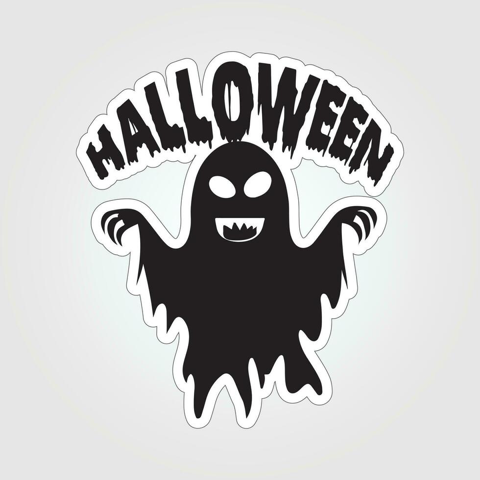 A sticker with a ghost on it, Halloween ghost cartoon character sticker vector