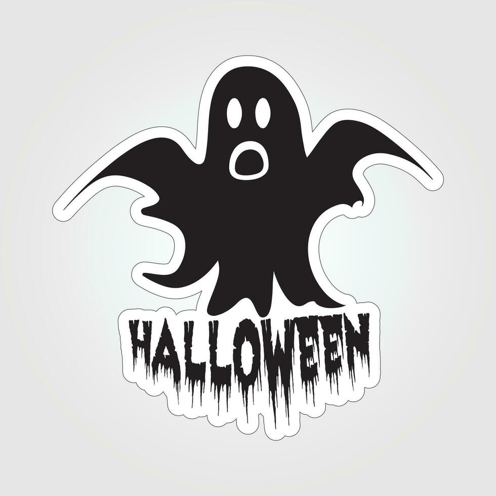 A sticker with a ghost on it, Halloween ghost cartoon character sticker vector