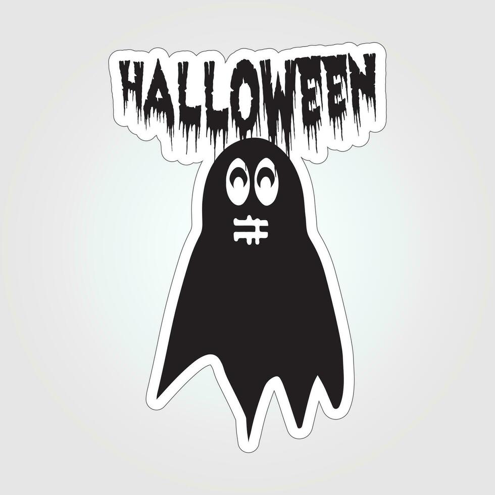 A sticker with a ghost on it, Halloween ghost cartoon character sticker vector