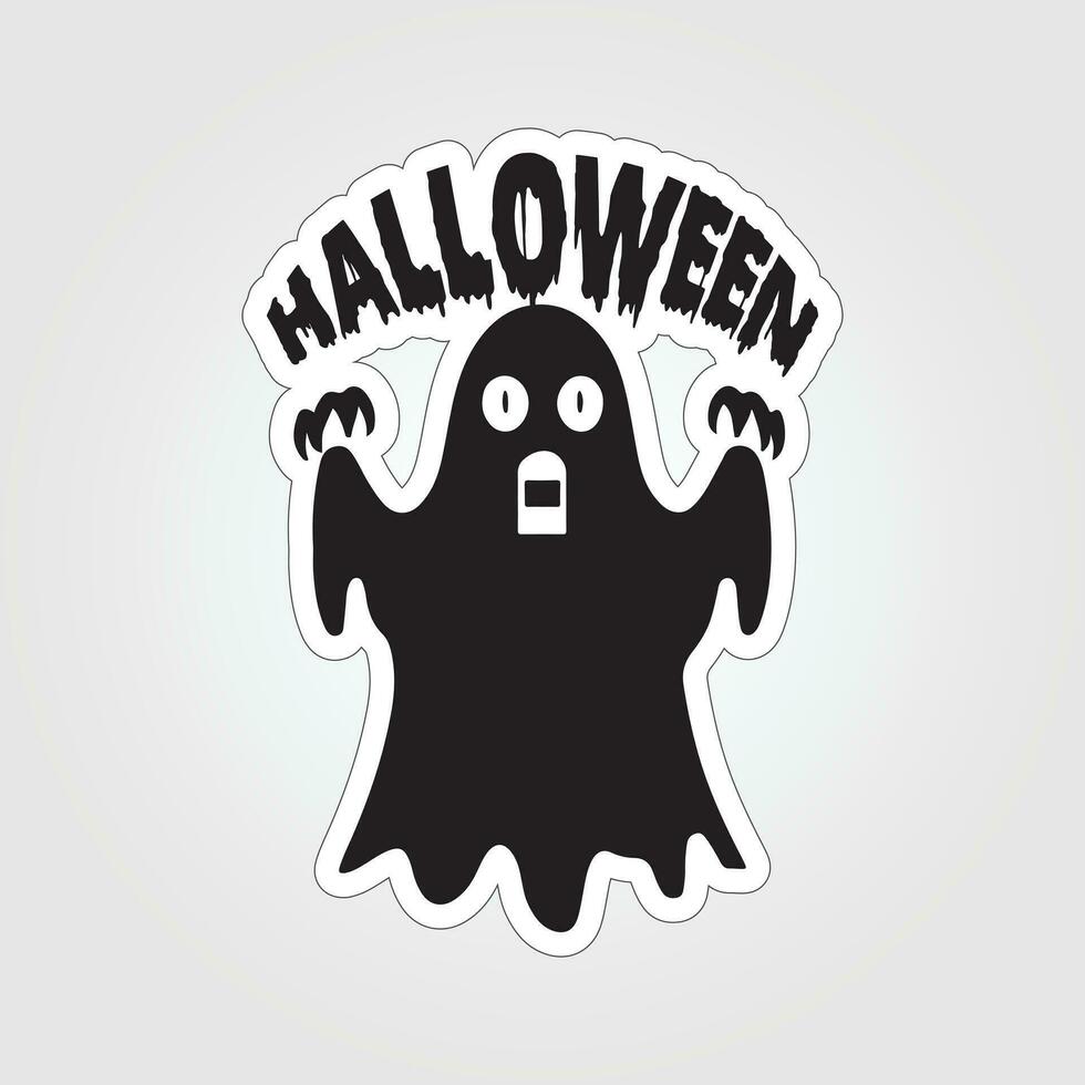 A sticker with a ghost on it, Halloween ghost cartoon character sticker vector