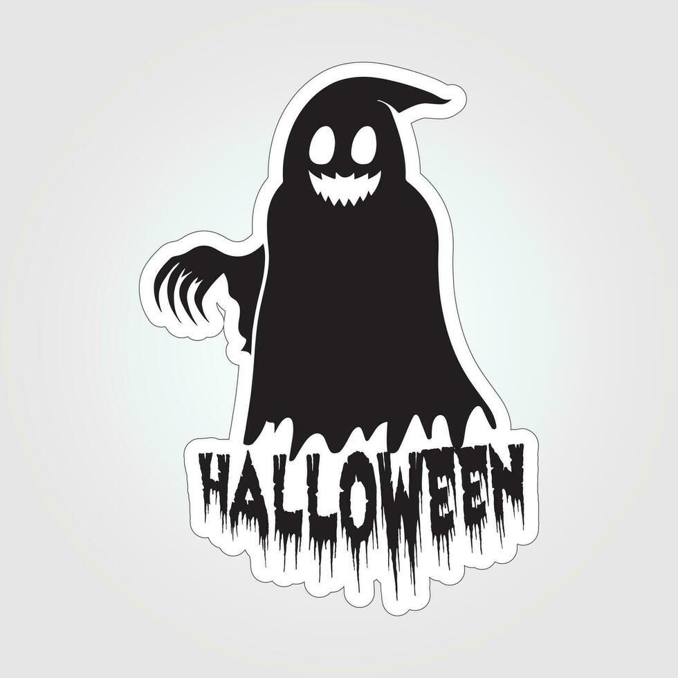 A sticker with a ghost on it, Halloween ghost cartoon character sticker vector