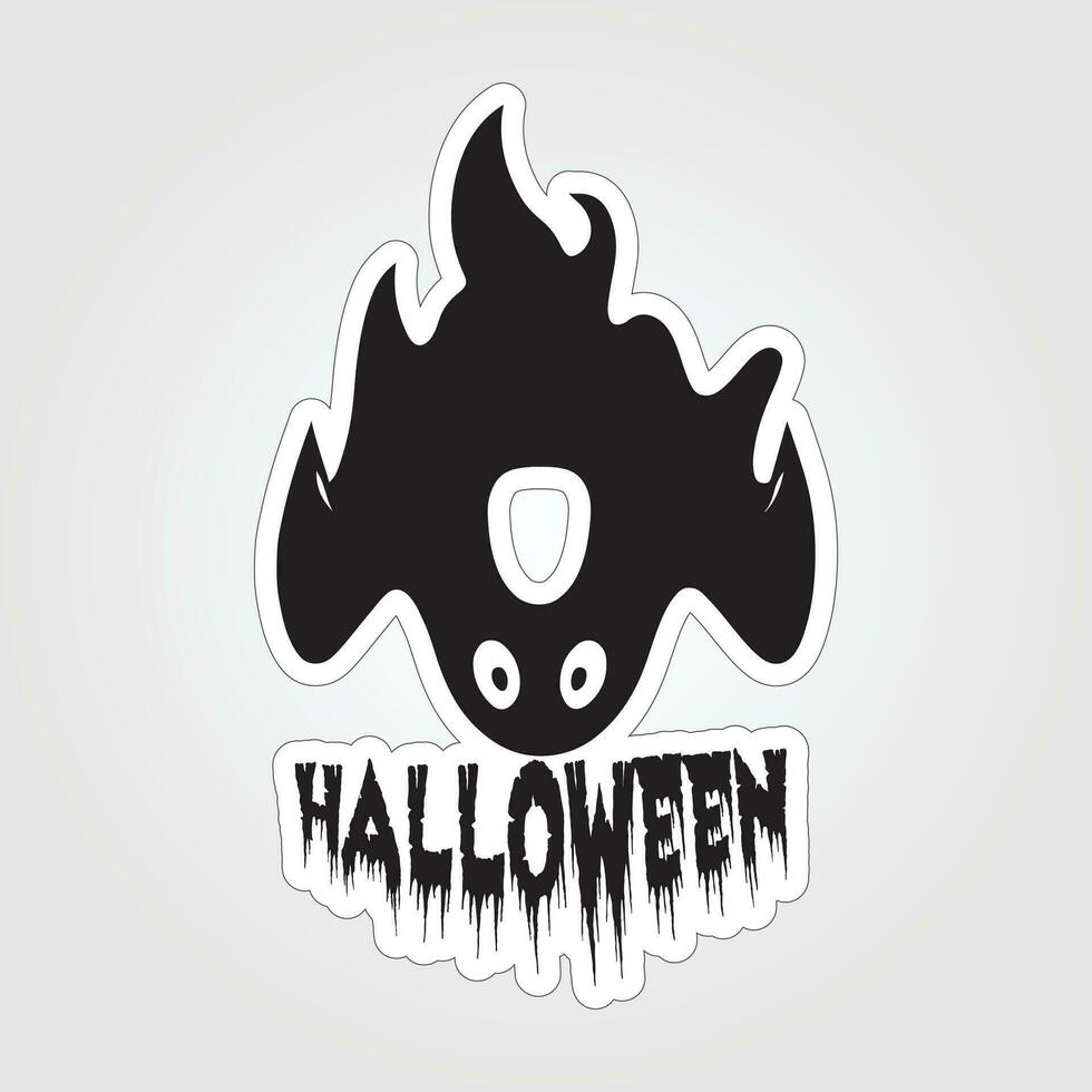 A sticker with a ghost on it, Halloween ghost cartoon character sticker vector