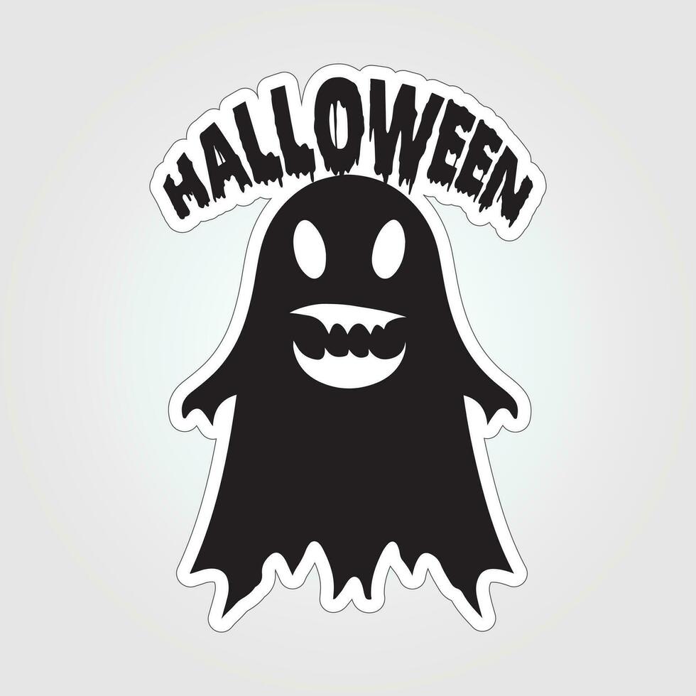 A sticker with a ghost on it, Halloween ghost cartoon character sticker vector