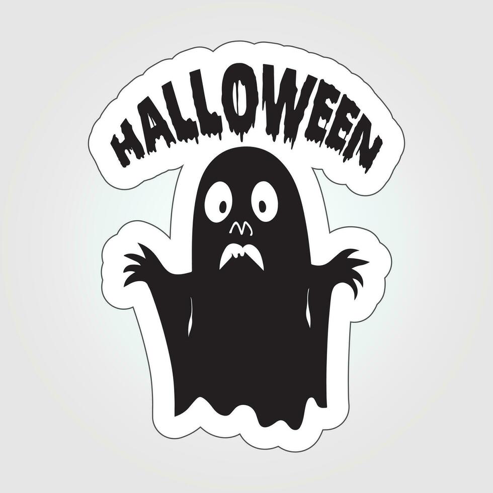 A sticker with a ghost on it, Halloween ghost cartoon character sticker vector