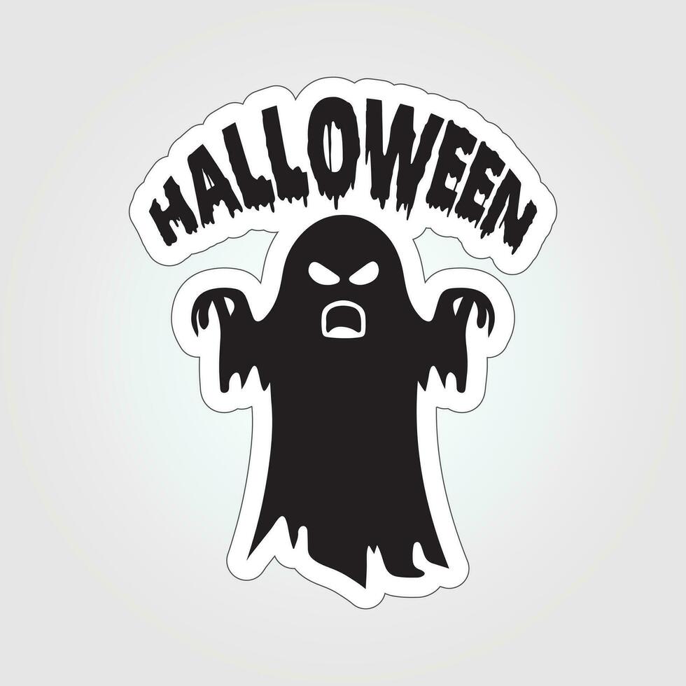 A sticker with a ghost on it, Halloween ghost cartoon character sticker vector