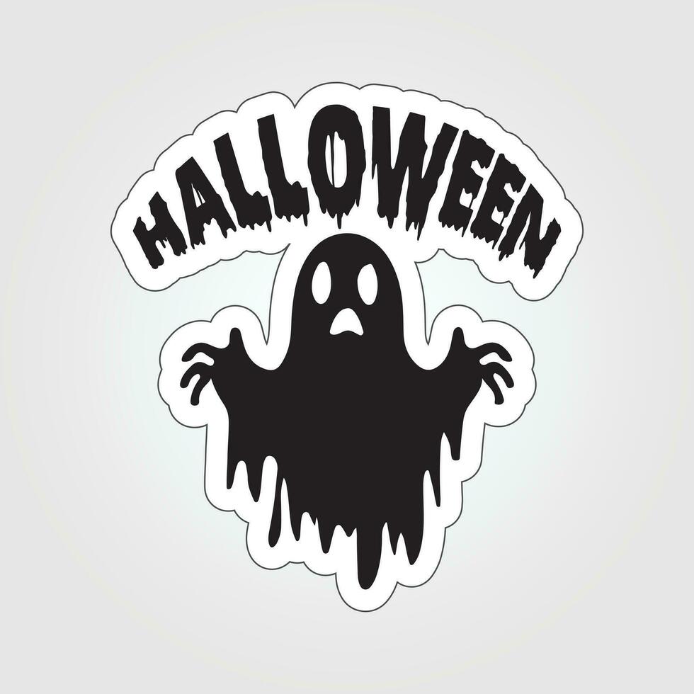 A sticker with a ghost on it, Halloween ghost cartoon character sticker vector