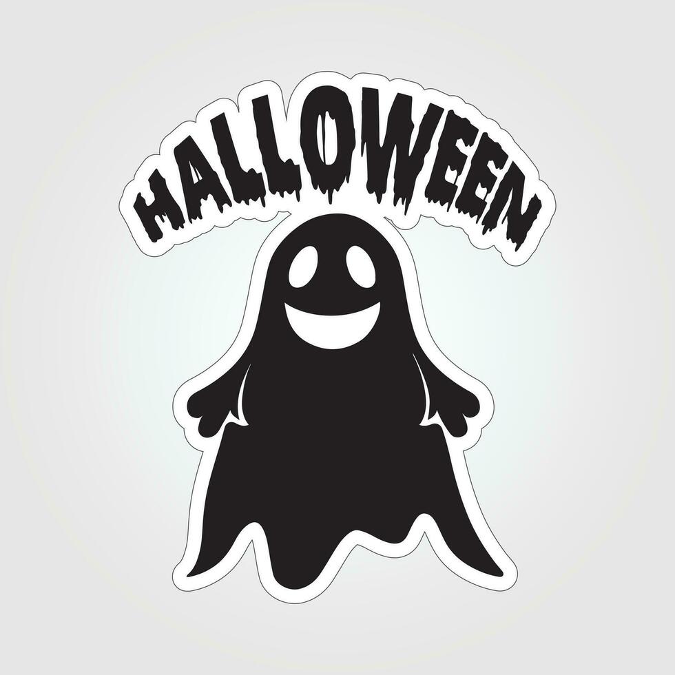 A sticker with a ghost on it, Halloween ghost cartoon character sticker vector