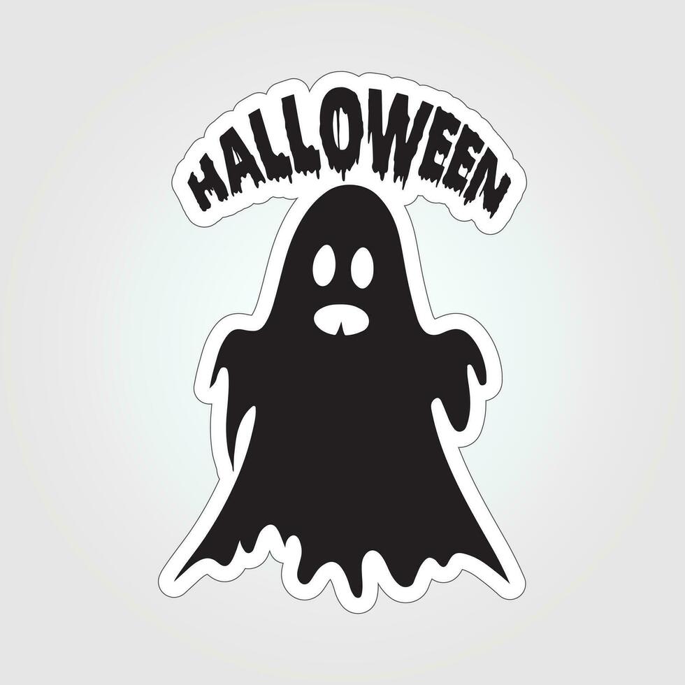 A sticker with a ghost on it, Halloween ghost cartoon character sticker vector