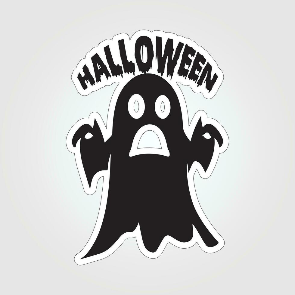 A sticker with a ghost on it, Halloween ghost cartoon character sticker vector
