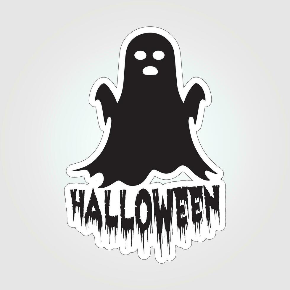 A sticker with a ghost on it, Halloween ghost cartoon character sticker vector