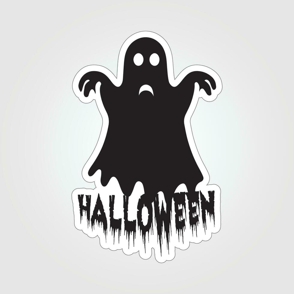 A sticker with a ghost on it, Halloween ghost cartoon character sticker vector