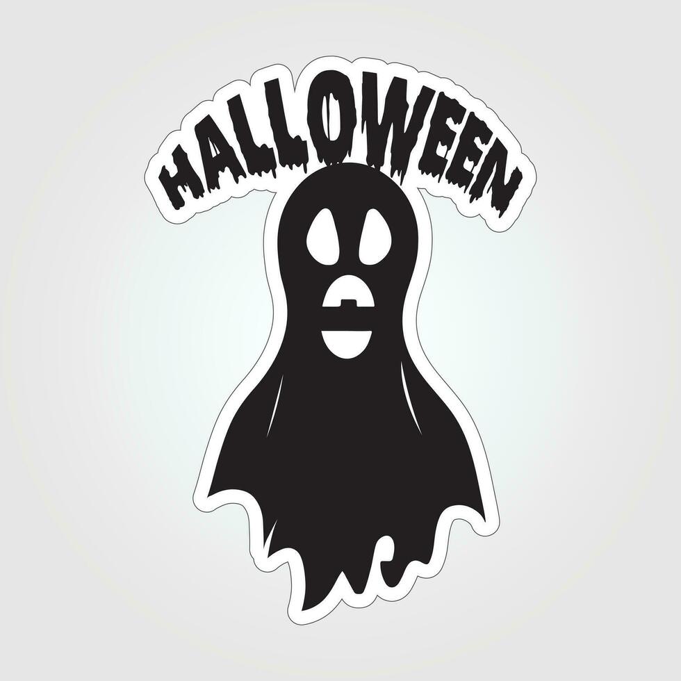 A sticker with a ghost on it, Halloween ghost cartoon character sticker vector