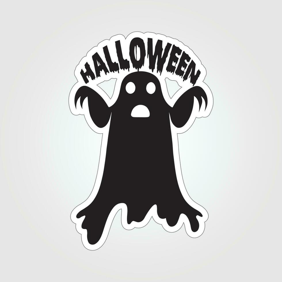 A sticker with a ghost on it, Halloween ghost cartoon character sticker vector