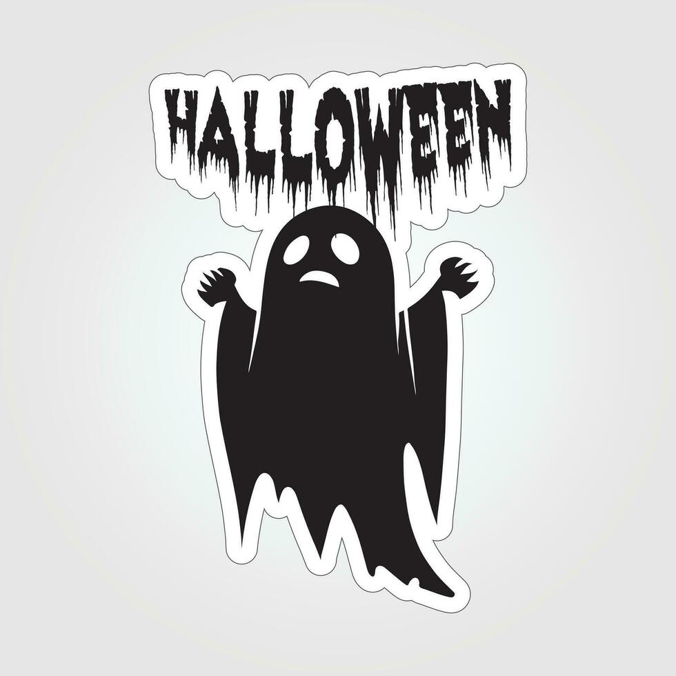 A sticker with a ghost on it, Halloween ghost cartoon character sticker vector