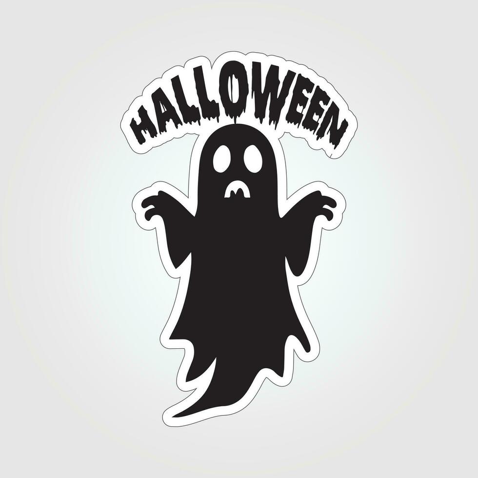 A sticker with a ghost on it, Halloween ghost cartoon character sticker vector