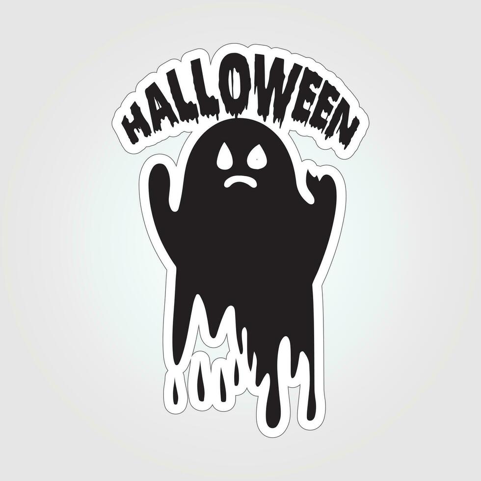 A sticker with a ghost on it, Halloween ghost cartoon character sticker vector