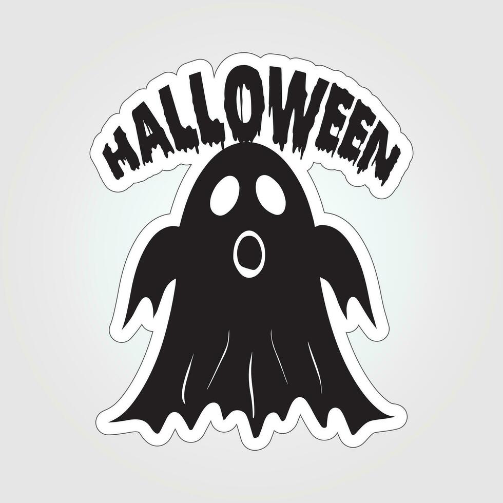 A sticker with a ghost on it, Halloween ghost cartoon character sticker vector