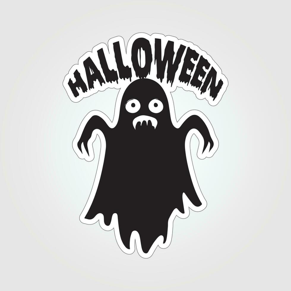 A sticker with a ghost on it, Halloween ghost cartoon character sticker vector