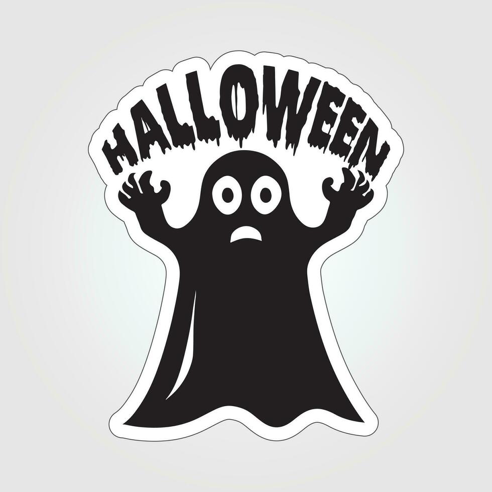A sticker with a ghost on it, Halloween ghost cartoon character sticker vector