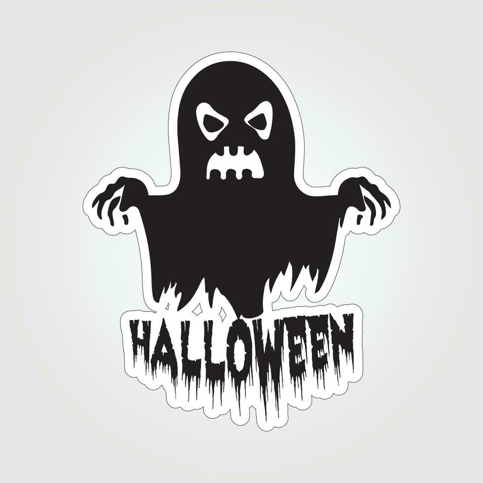 A sticker with a ghost on it, Halloween ghost cartoon character sticker vector