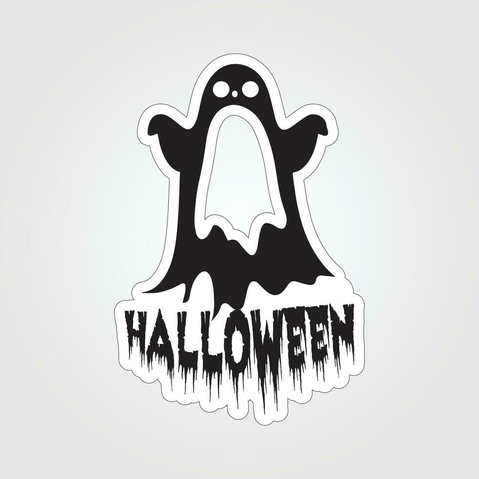 A sticker with a ghost on it, Halloween ghost cartoon character sticker vector