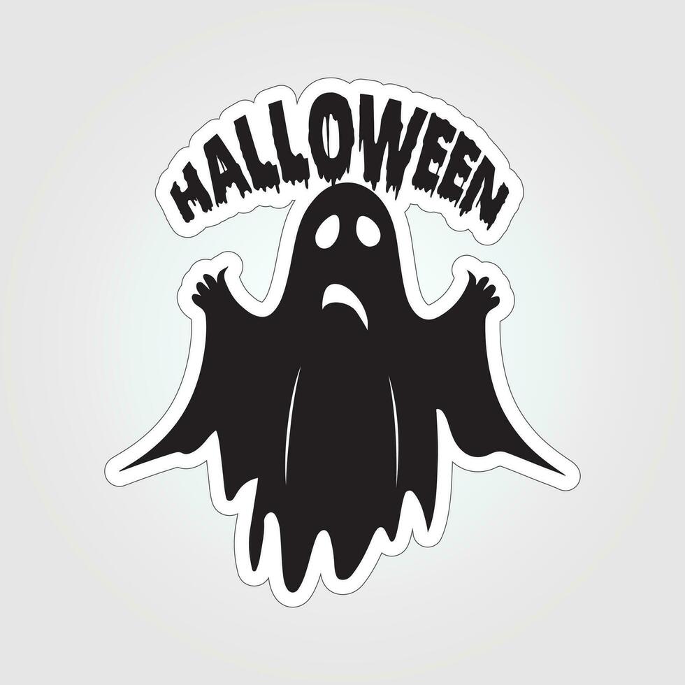 A sticker with a ghost on it, Halloween ghost cartoon character sticker vector