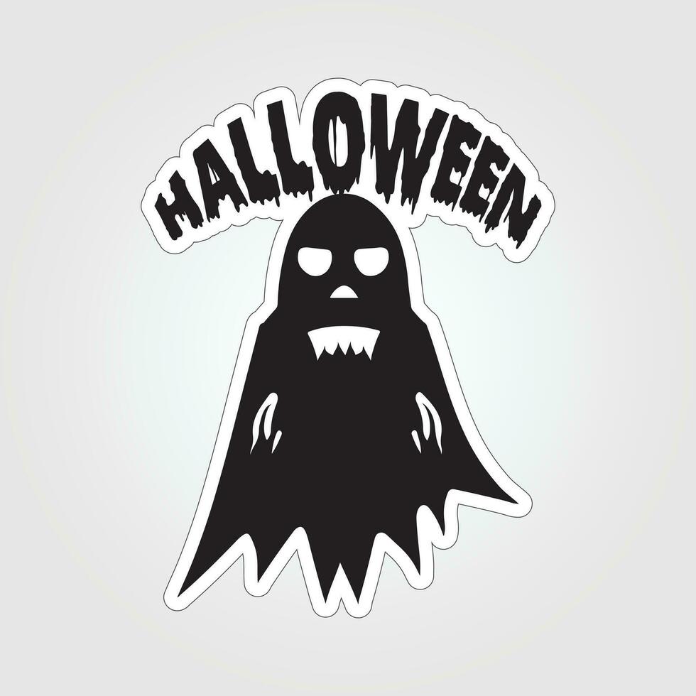 A sticker with a ghost on it, Halloween ghost cartoon character sticker vector