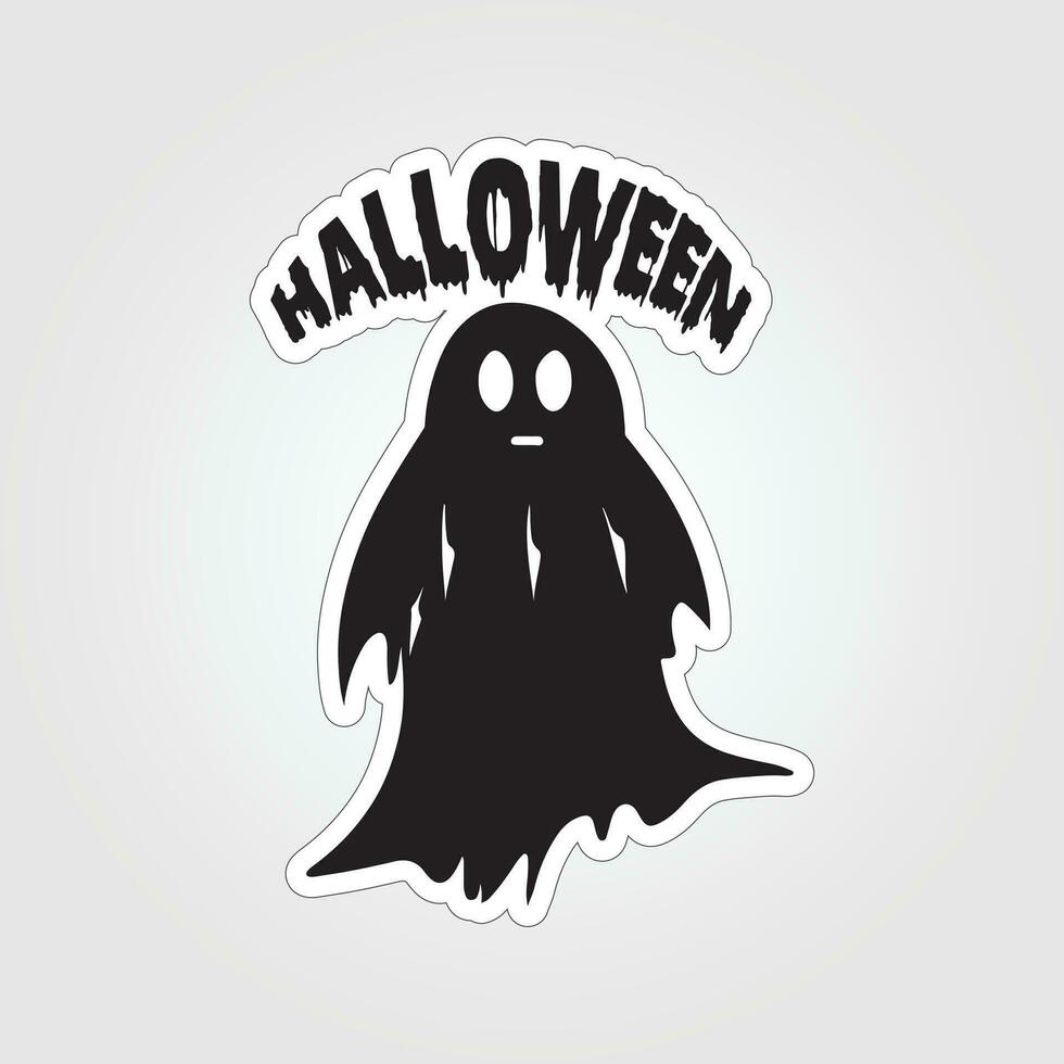 A sticker with a ghost on it, Halloween ghost cartoon character sticker vector