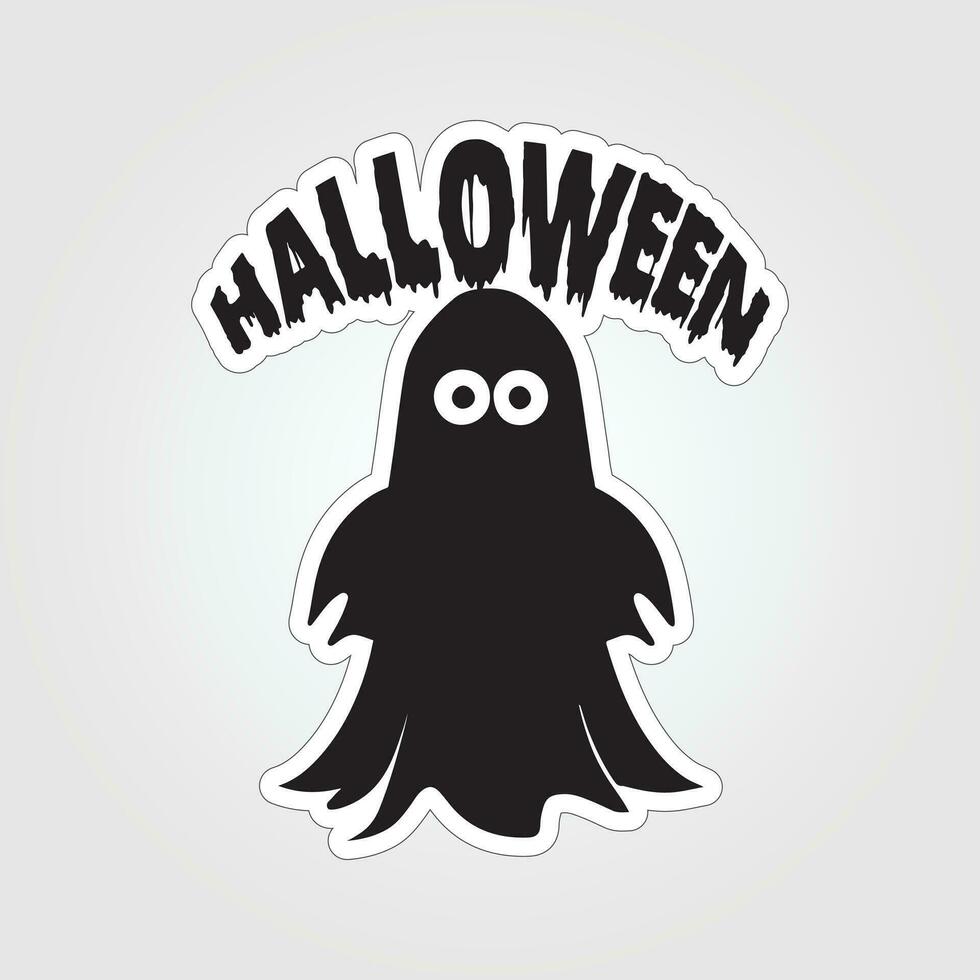 A sticker with a ghost on it, Halloween ghost cartoon character sticker vector