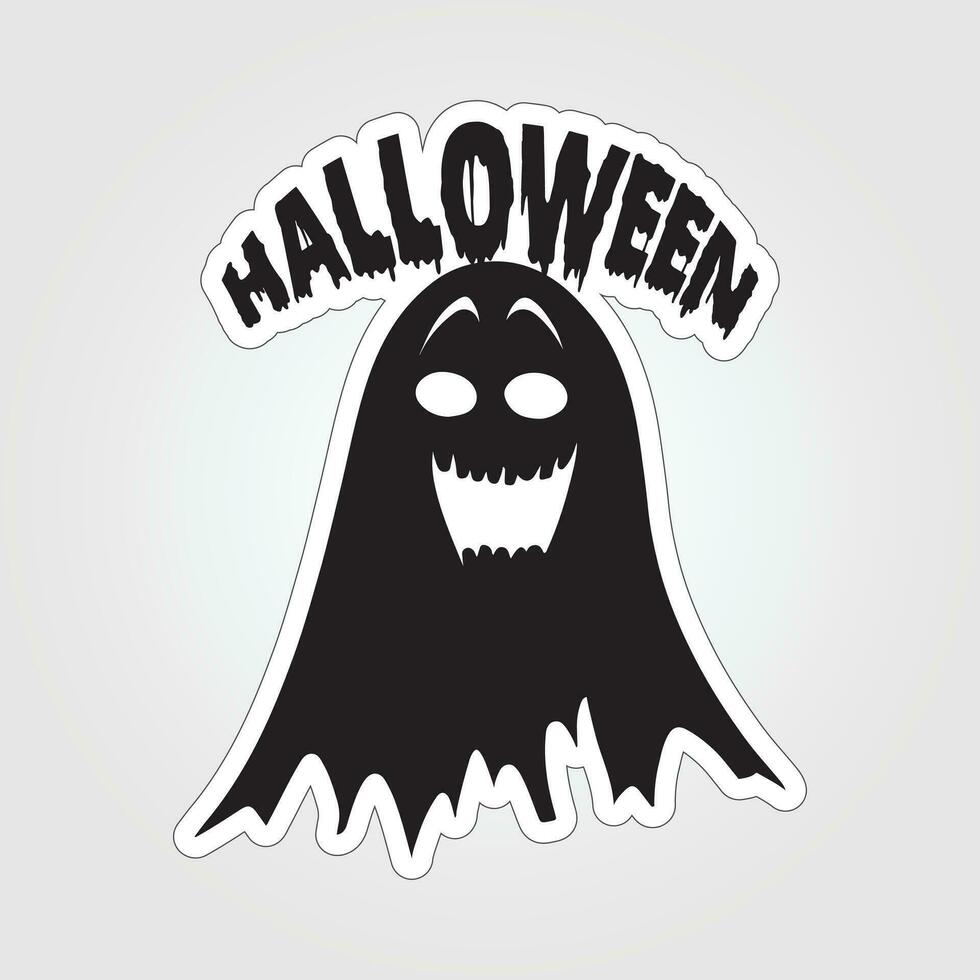 A sticker with a ghost on it, Halloween ghost cartoon character sticker vector