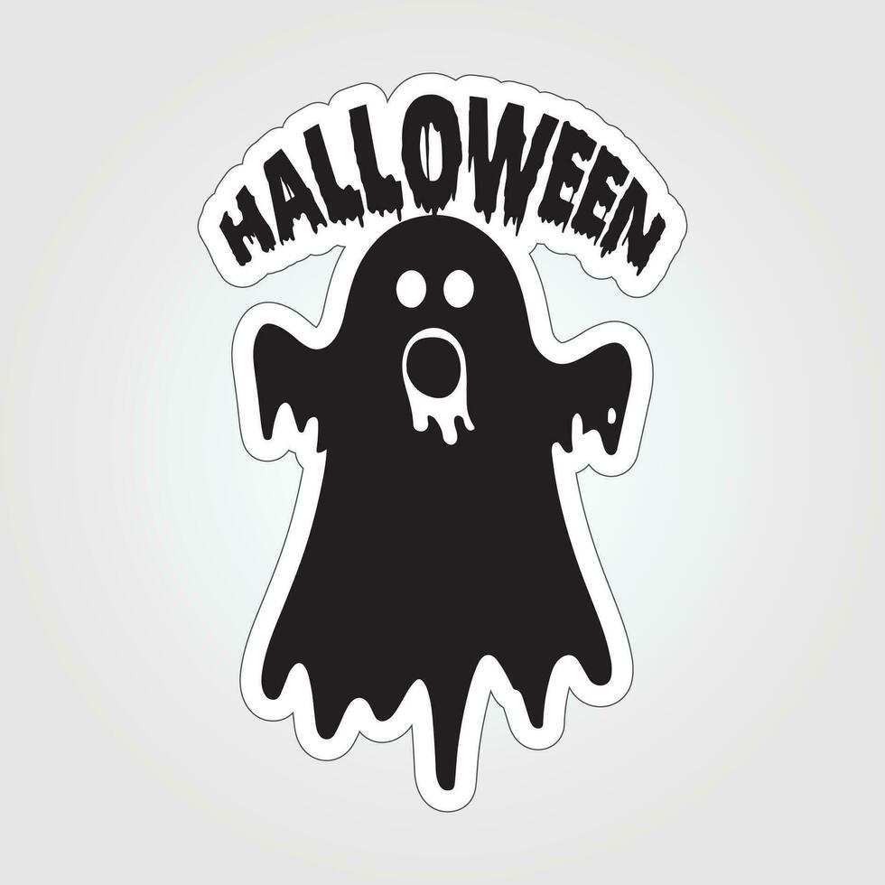 A sticker with a ghost on it, Halloween ghost cartoon character sticker vector