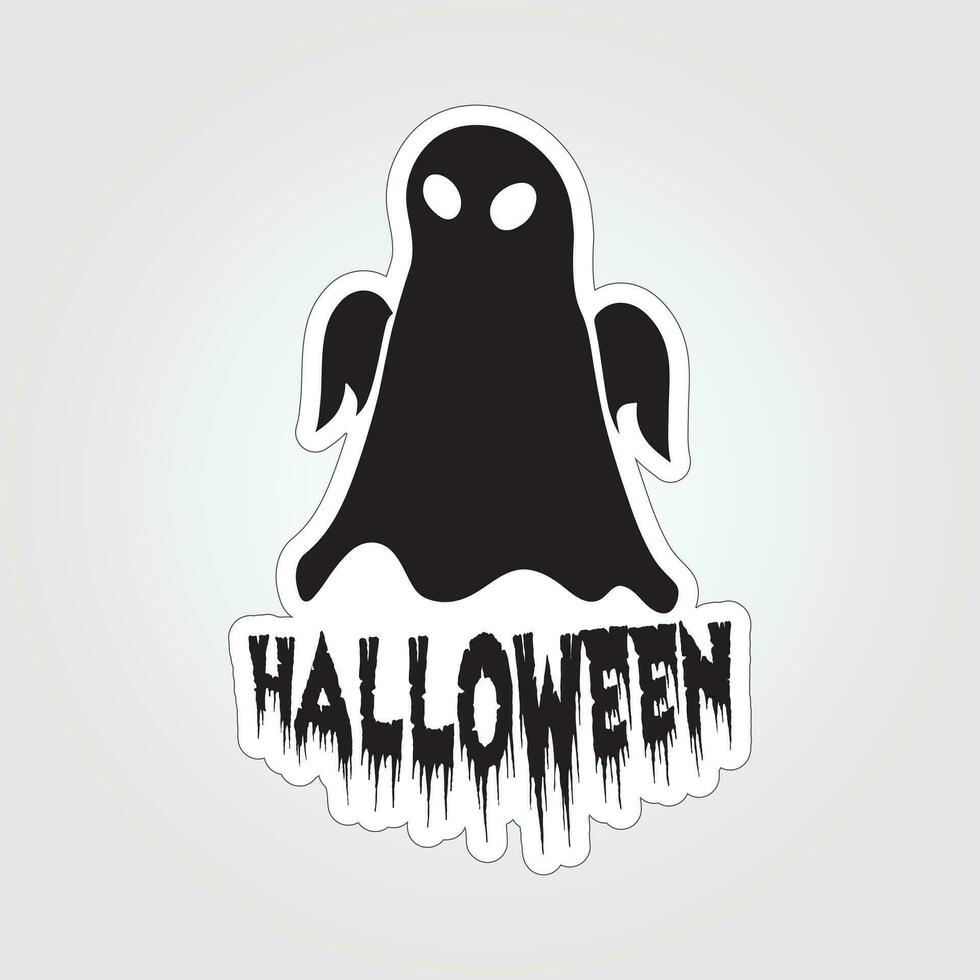 A sticker with a ghost on it, Halloween ghost cartoon character sticker vector