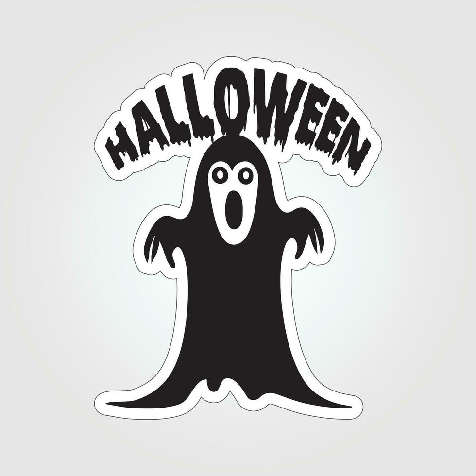 A sticker with a ghost on it, Halloween ghost cartoon character sticker vector