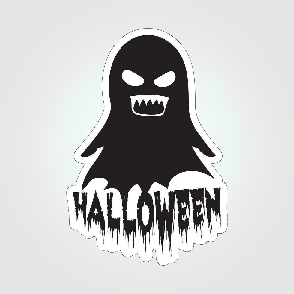 A sticker with a ghost on it, Halloween ghost cartoon character sticker vector