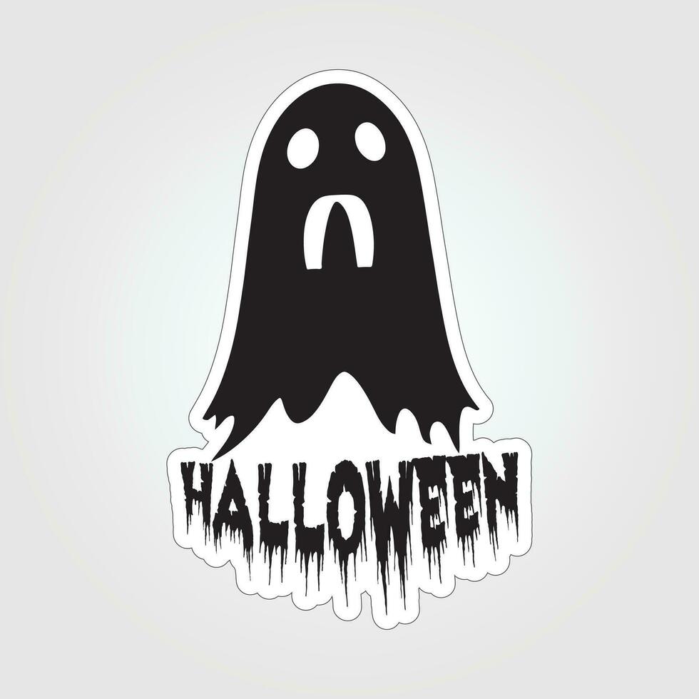 A sticker with a ghost on it, Halloween ghost cartoon character sticker vector