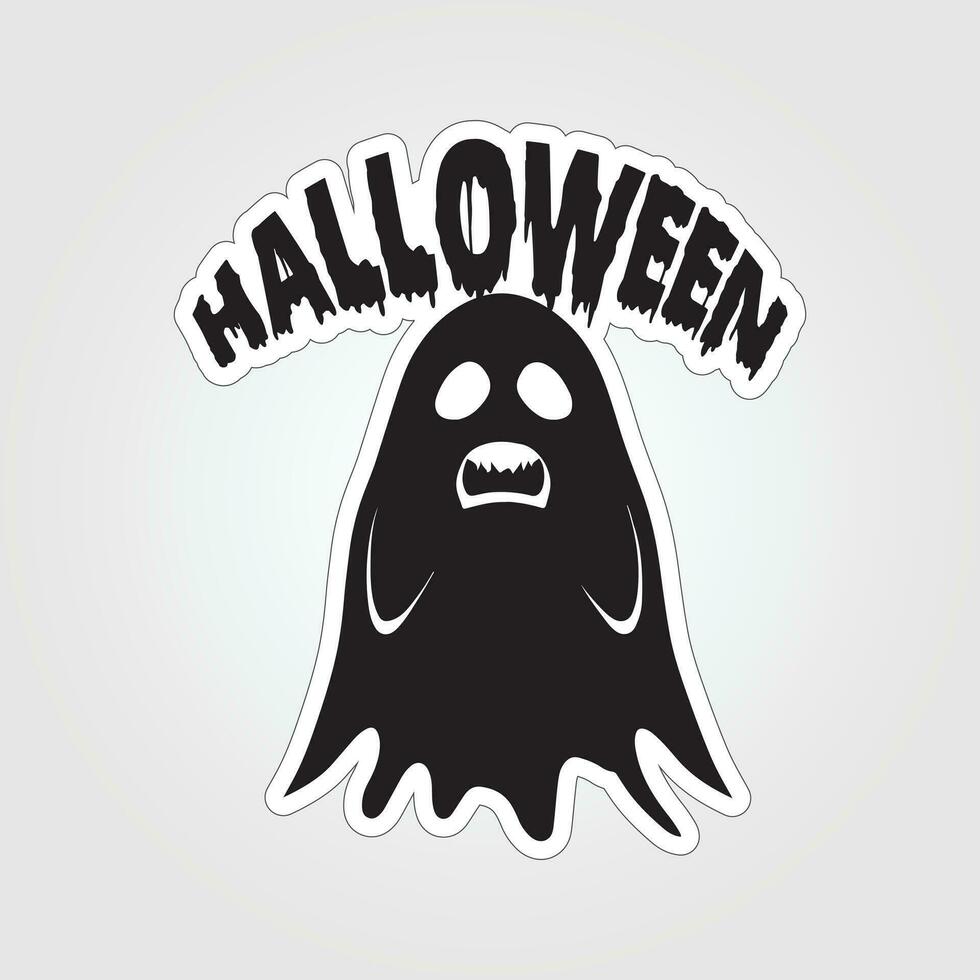 A sticker with a ghost on it, Halloween ghost cartoon character sticker vector