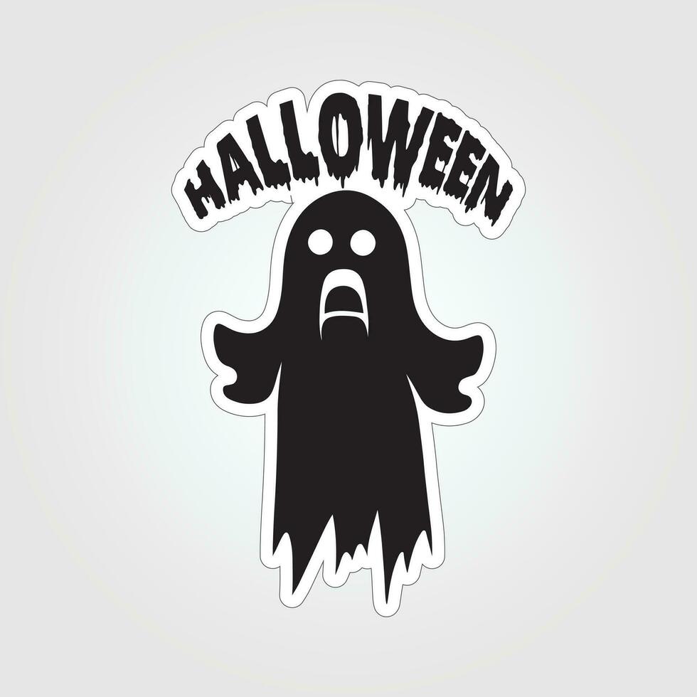 A sticker with a ghost on it, Halloween ghost cartoon character sticker vector