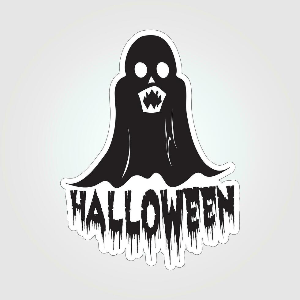 A sticker with a ghost on it, Halloween ghost cartoon character sticker vector