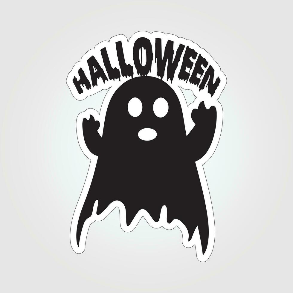 A sticker with a ghost on it, Halloween ghost cartoon character sticker vector