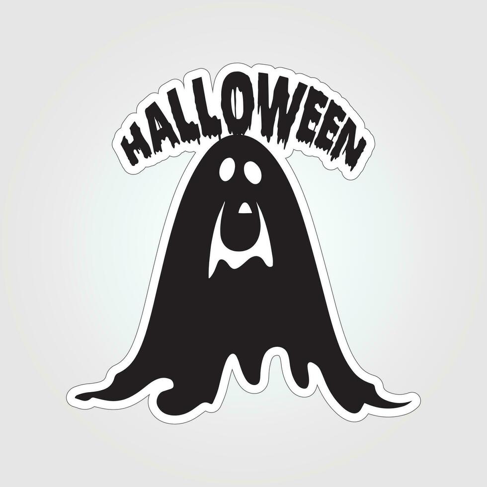 A sticker with a ghost on it, Halloween ghost cartoon character sticker vector