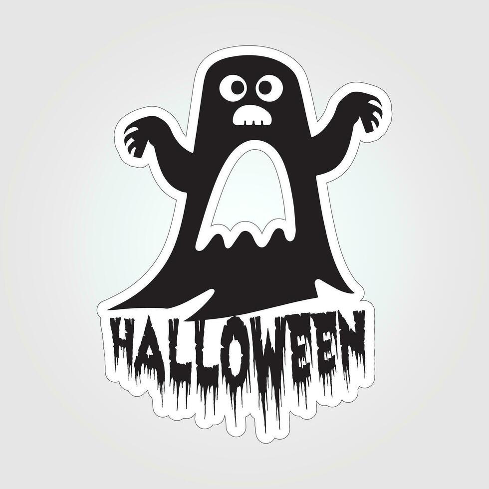A sticker with a ghost on it, Halloween ghost cartoon character sticker vector
