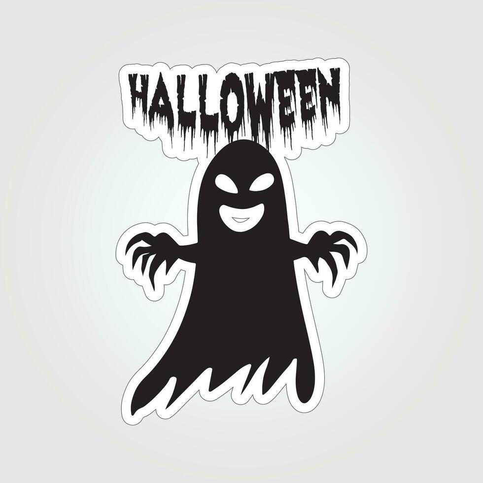 A sticker with a ghost on it, Halloween ghost cartoon character sticker vector