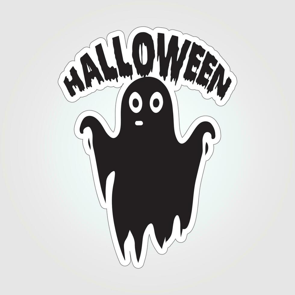 A sticker with a ghost on it, Halloween ghost cartoon character sticker vector