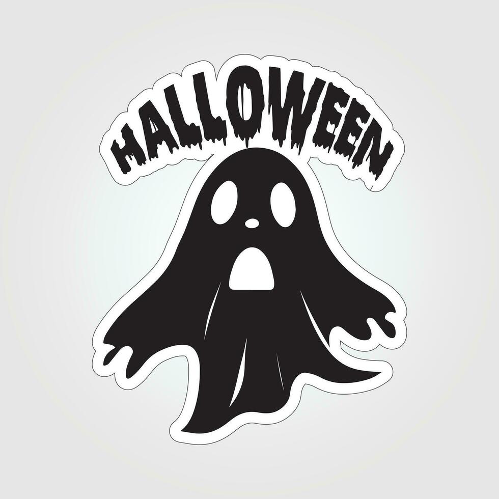 A sticker with a ghost on it, Halloween ghost cartoon character sticker vector