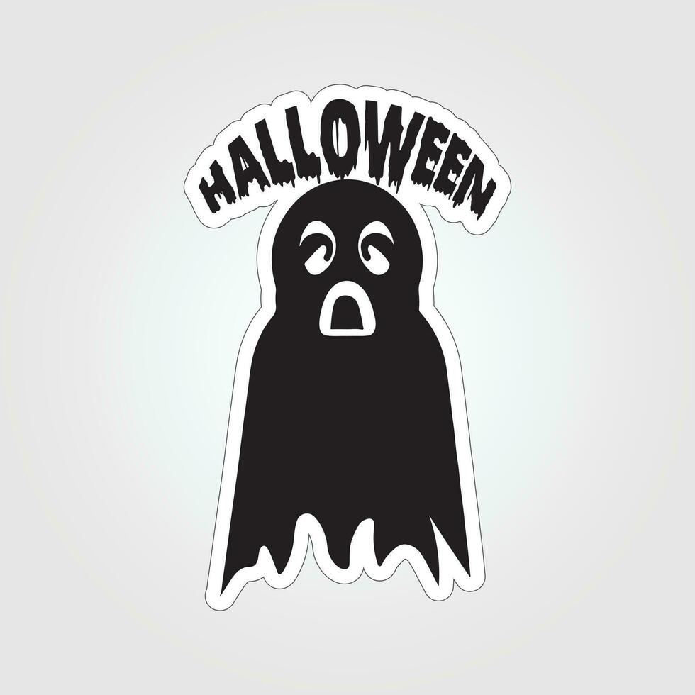 A sticker with a ghost on it, Halloween ghost cartoon character sticker vector