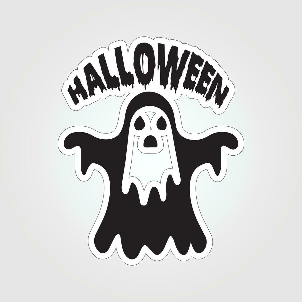 A sticker with a ghost on it, Halloween ghost cartoon character sticker vector